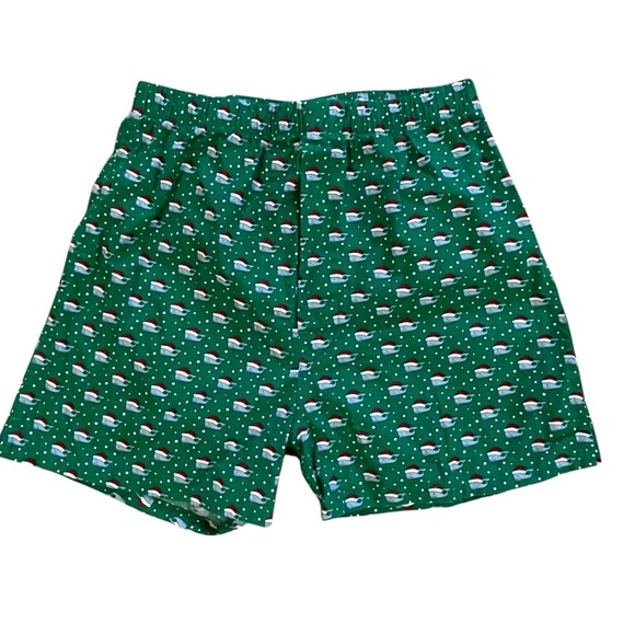 Vineyard Vines Boys Boxer Sleep Shorts Holiday Logo Whales w/Santa Hats - L (16) - Picture 1 of 10